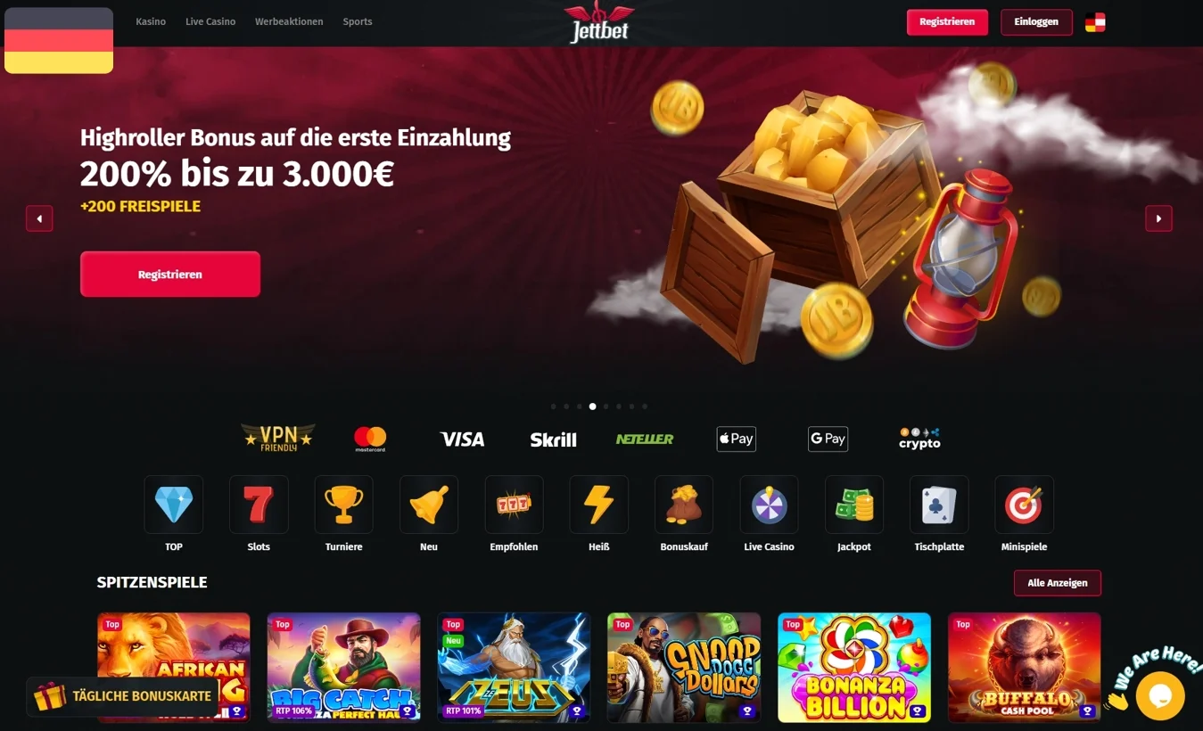JettBet Casino Lobby im Test 2026