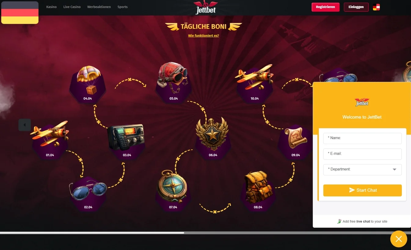 JettBet Casino Anmeldung